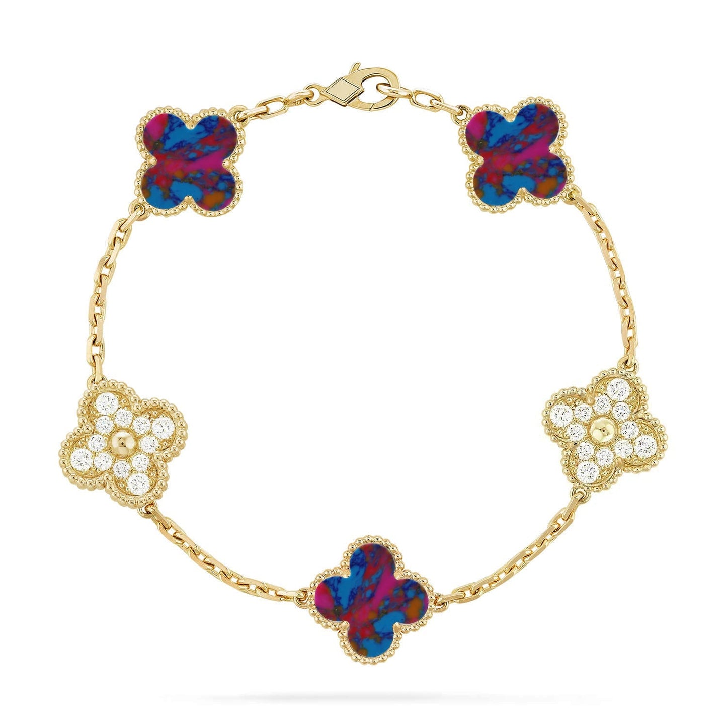 [CiCi]CLOVER 5 MOTIF COLOR GEMSTONES BRACELET COLLECTION