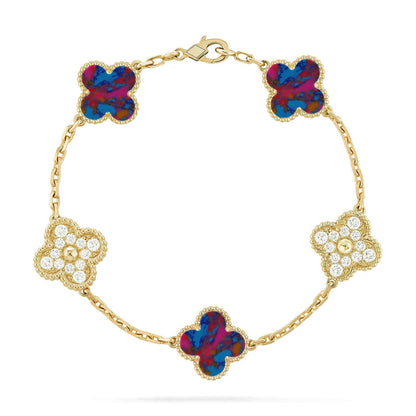 [CiCi]CLOVER 5 MOTIF COLOR GEMSTONES BRACELET COLLECTION