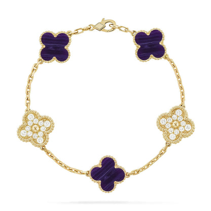 [CiCi]CLOVER 5 MOTIF PURPLE STRIPES BRACELET COLLECTION