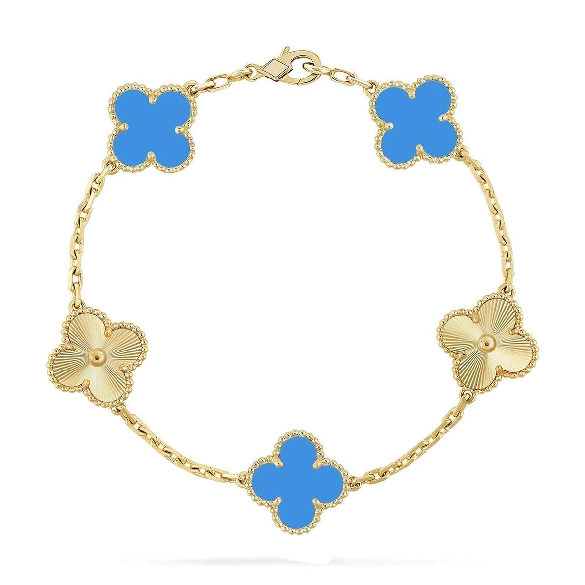 [CiCi] CLOVER 5 MOTIF BLUE AGATE BRACELET COLLECTION