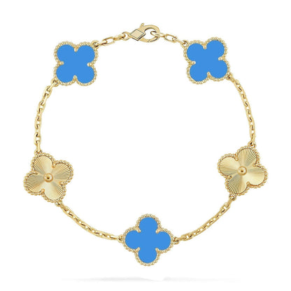 [CiCi] CLOVER 5 MOTIF BLUE AGATE BRACELET COLLECTION