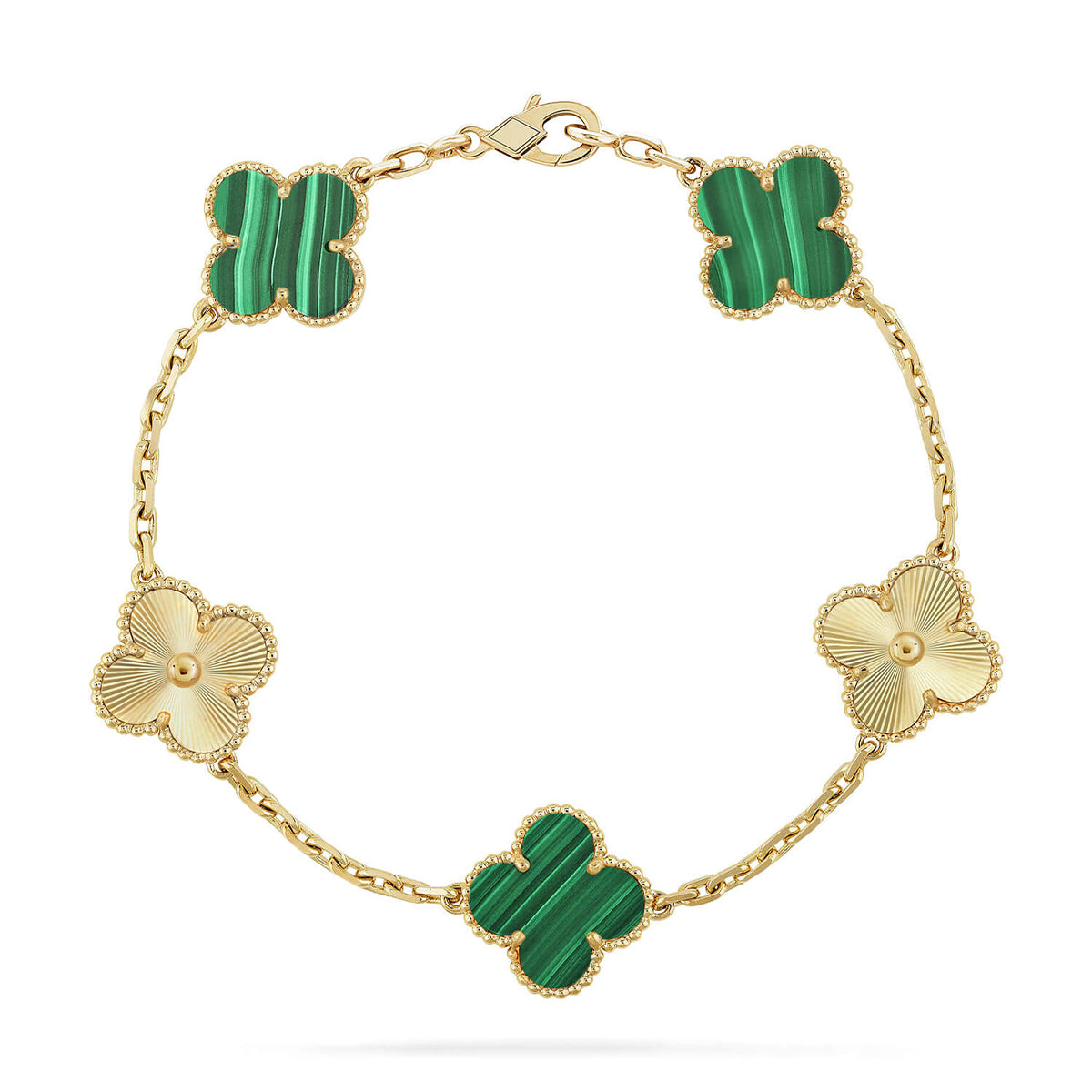 [CiCi] CLOVER 5 MOTIF MALACHITE BRACELET COLLECTION