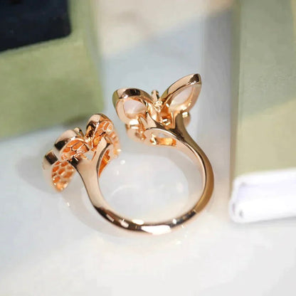 [CiCi]TWIN BUTTERFLY DIAMOND MOP RING