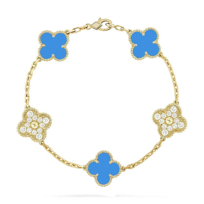 [CiCi] CLOVER 5 MOTIF BLUE AGATE BRACELET COLLECTION