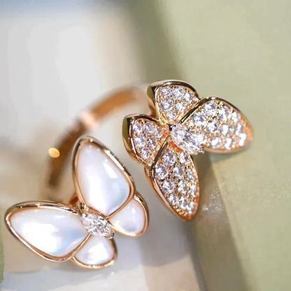 [CiCi]TWIN BUTTERFLY DIAMOND MOP RING