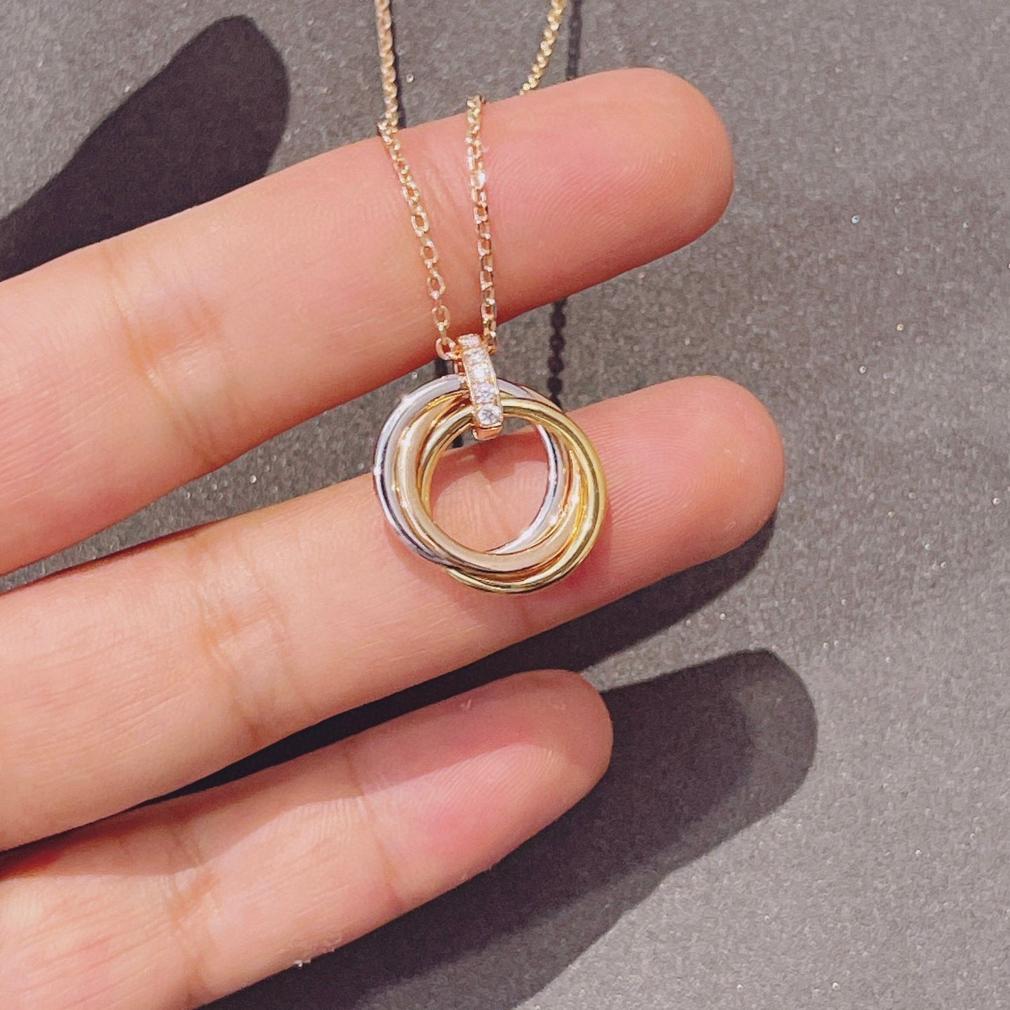 [CiCi]TRINITY NECKLACE GOLD  DIAMONDS