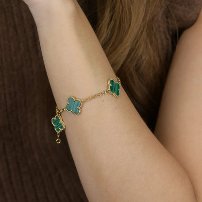[CiCi] CLOVER 5 MOTIF MALACHITE BRACELET COLLECTION