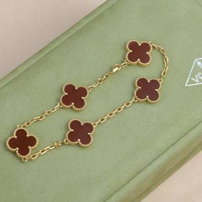[CiCi] CLOVER 5 MOTIF RED CORNELIAN BRACELET COLLECTION