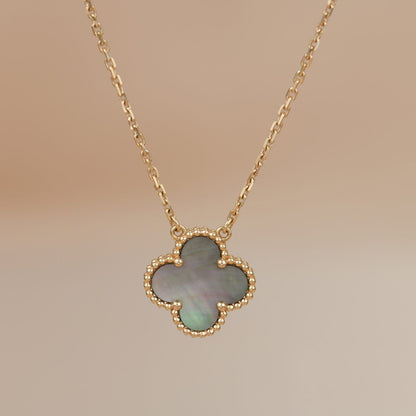 [CiCi]CLOVER 15MM GRAUE PERLMUTTKETTE