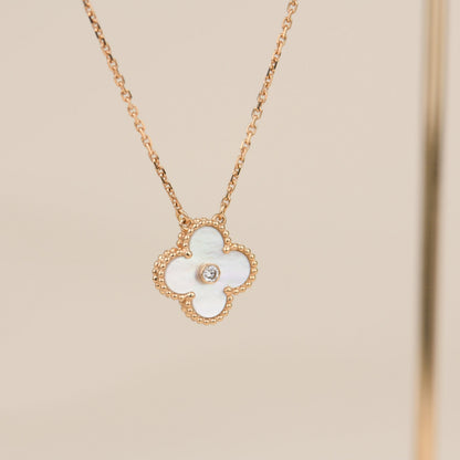 [CiCi]CLOVER 15MM DIAMANT WEISSE FRITILLARIA-HALSKETTE