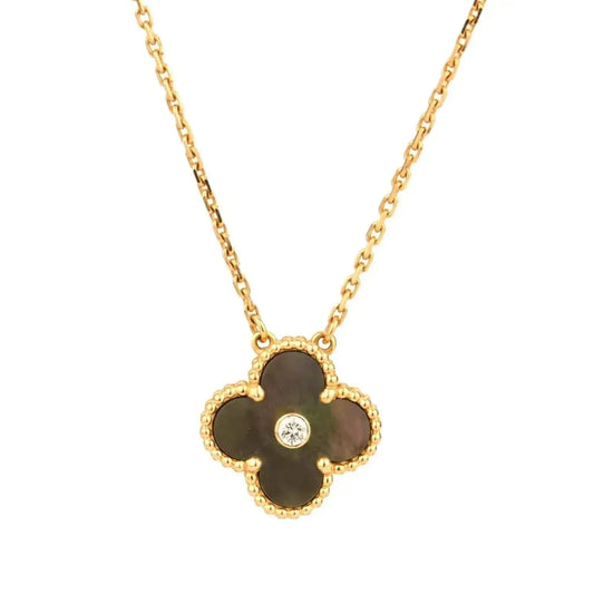 [CiCi]CLOVER 15MM DIAMOND AND MOTHER-OF-GREY NECKLACE