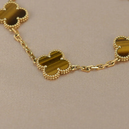 [CiCi] CLOVER 5 MOTIFS TIGER EYE BRACELET COLLECTION