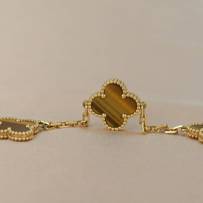 [CiCi] CLOVER 5 MOTIFS TIGER EYE BRACELET COLLECTION