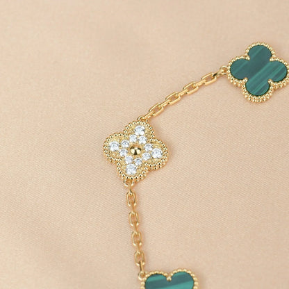 [CiCi] CLOVER 5 MOTIF MALACHITE BRACELET COLLECTION