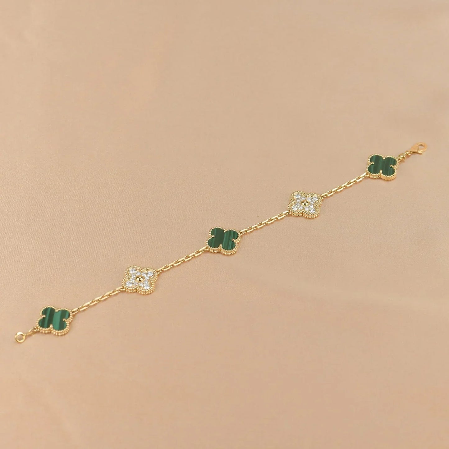 [CiCi] CLOVER 5 MOTIF MALACHITE BRACELET COLLECTION