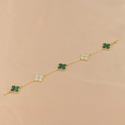 [CiCi] CLOVER 5 MOTIF MALACHITE BRACELET COLLECTION