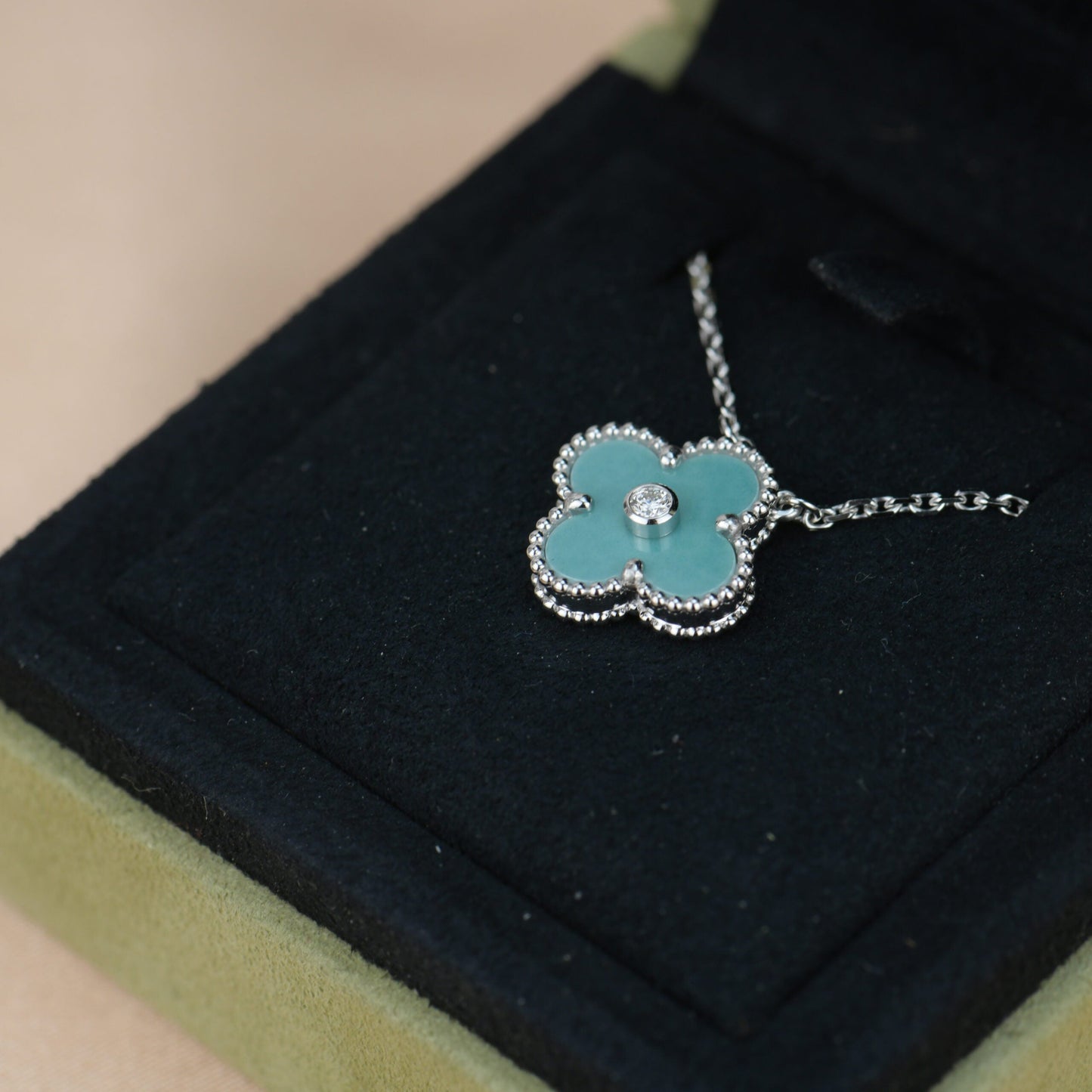 [CiCi]CLOVER 15MM DIAMOND SVRES PORZELLAN HALSKETTE SILBER