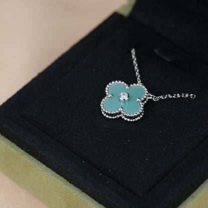 [CiCi]CLOVER 15MM DIAMOND SVRES PORZELLAN HALSKETTE SILBER