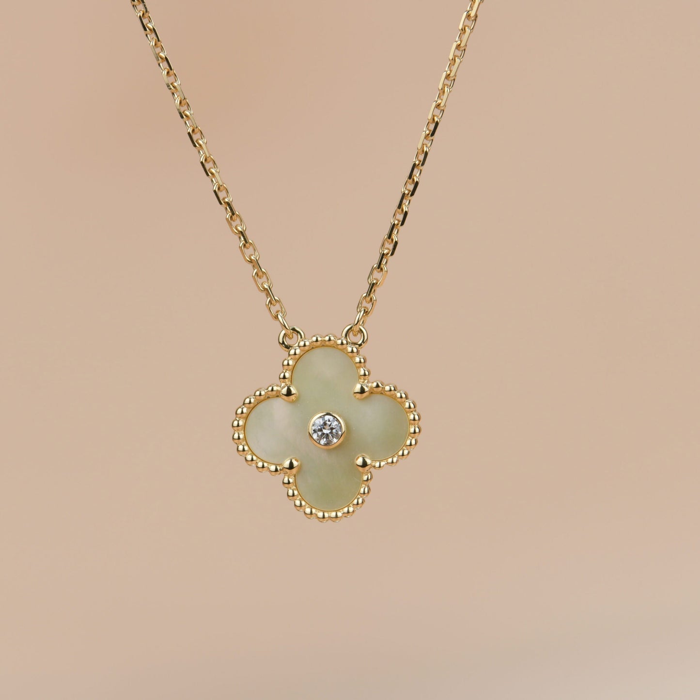 [CiCi]CLOVER 15MM DIAMOND GOLD PERLMUTT-HALSKETTE