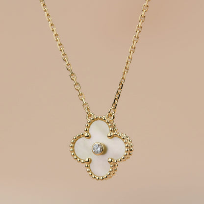 [CiCi]CLOVER 15MM DIAMOND GOLD PERLMUTT-HALSKETTE