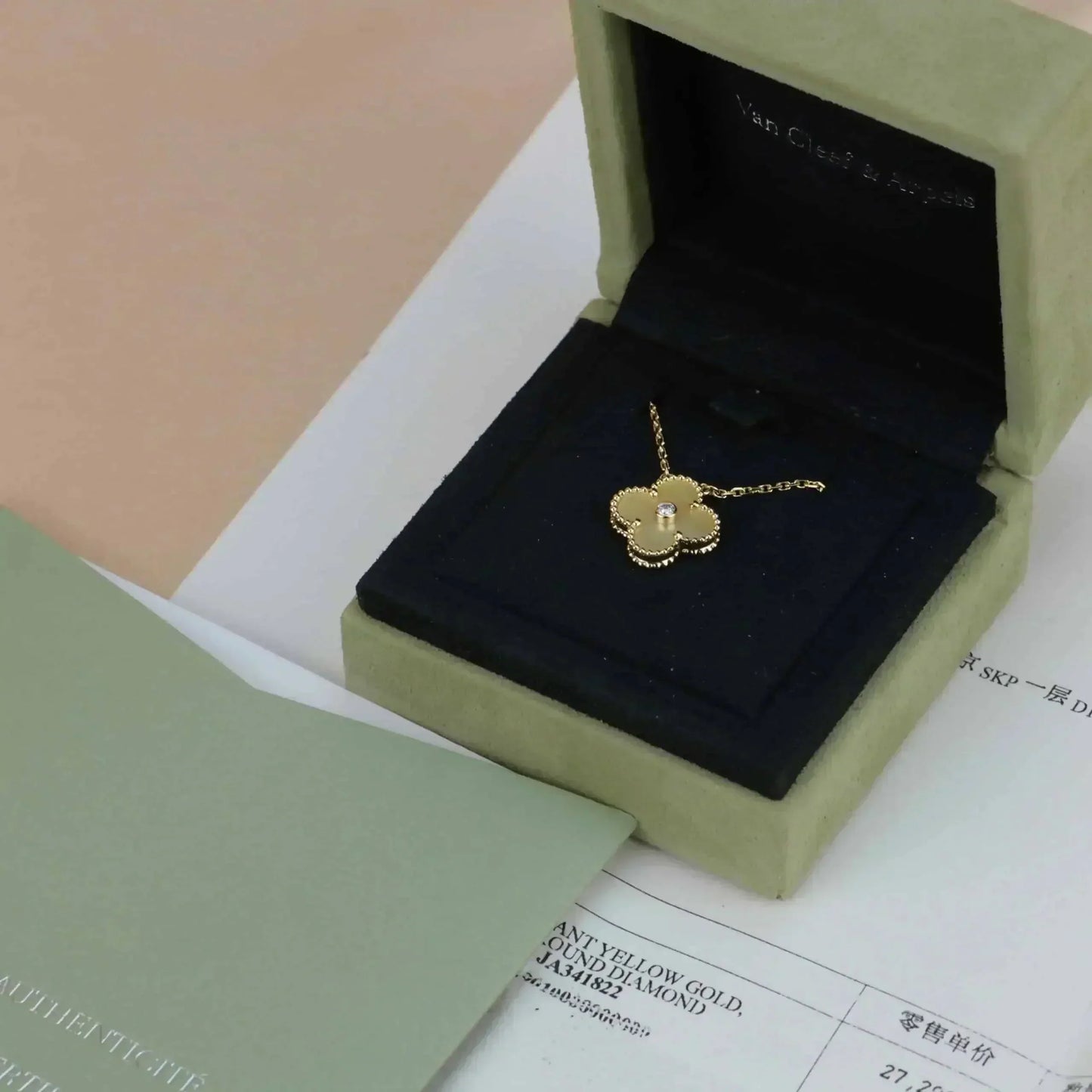 [CiCi]CLOVER 15MM DIAMOND GOLD PERLMUTT-HALSKETTE