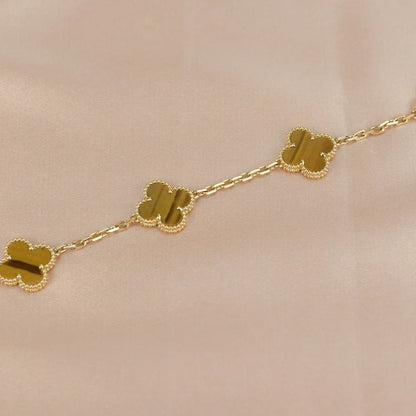 [CiCi] CLOVER 5 MOTIFS TIGER EYE BRACELET COLLECTION