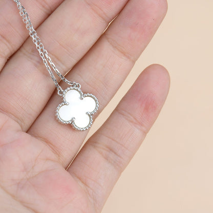 [CiCi]CLOVER  15MM WEISSER PERLMUTT SILBER