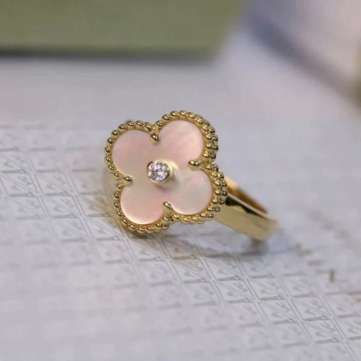 [CiCi]CLOVER PINK MOP RING GOLD DIAMOND
