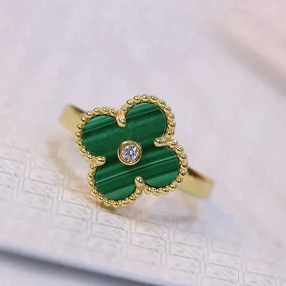[CiCi]CLOVER MALACHITE RING GOLD DIAMOND