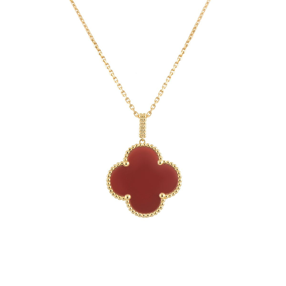 [CiCi]CLOVER 25MM NECKLACE GOLD CARNELIAN