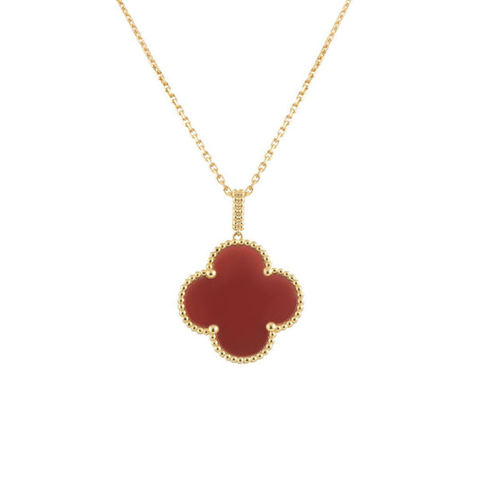 [CiCi]CLOVER 25MM NECKLACE GOLD CARNELIAN