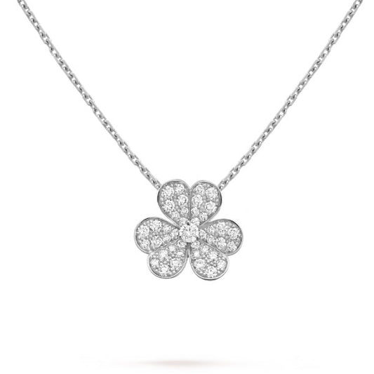 [CiCi]CLOVER DIAMOND NECKLACE SILVER