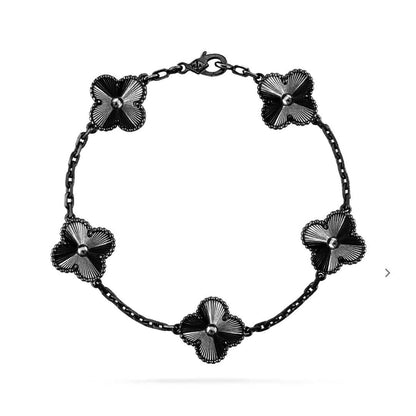 [CiCi]CLOVER 5 MOTIF BLACK BRACELET