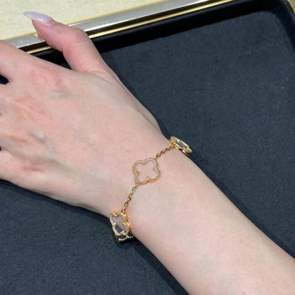 [CiCi]CLOVER 5 MOTIF ROCK CRYSTAL BRACELET