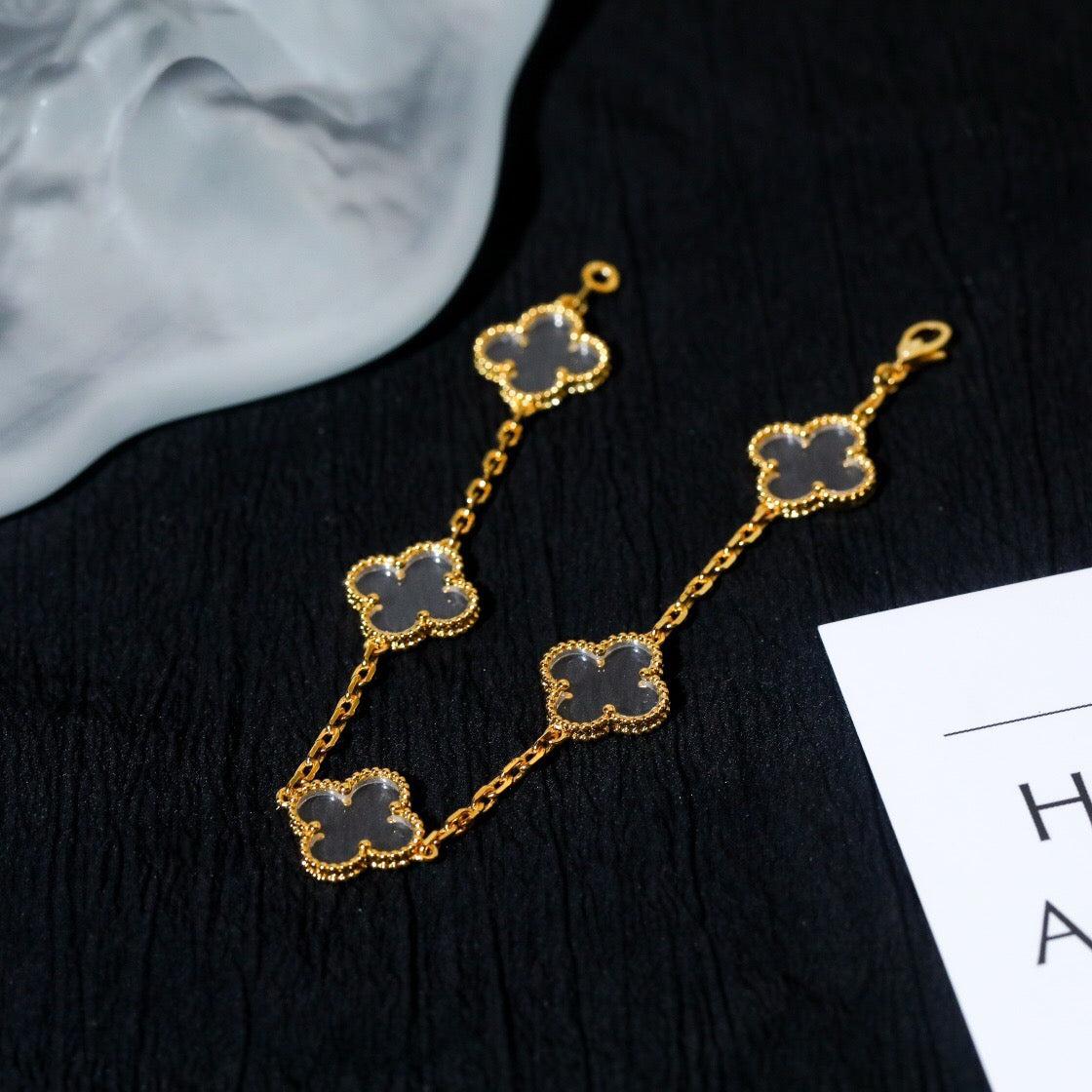 [CiCi]CLOVER 5 MOTIF ROCK CRYSTAL BRACELET