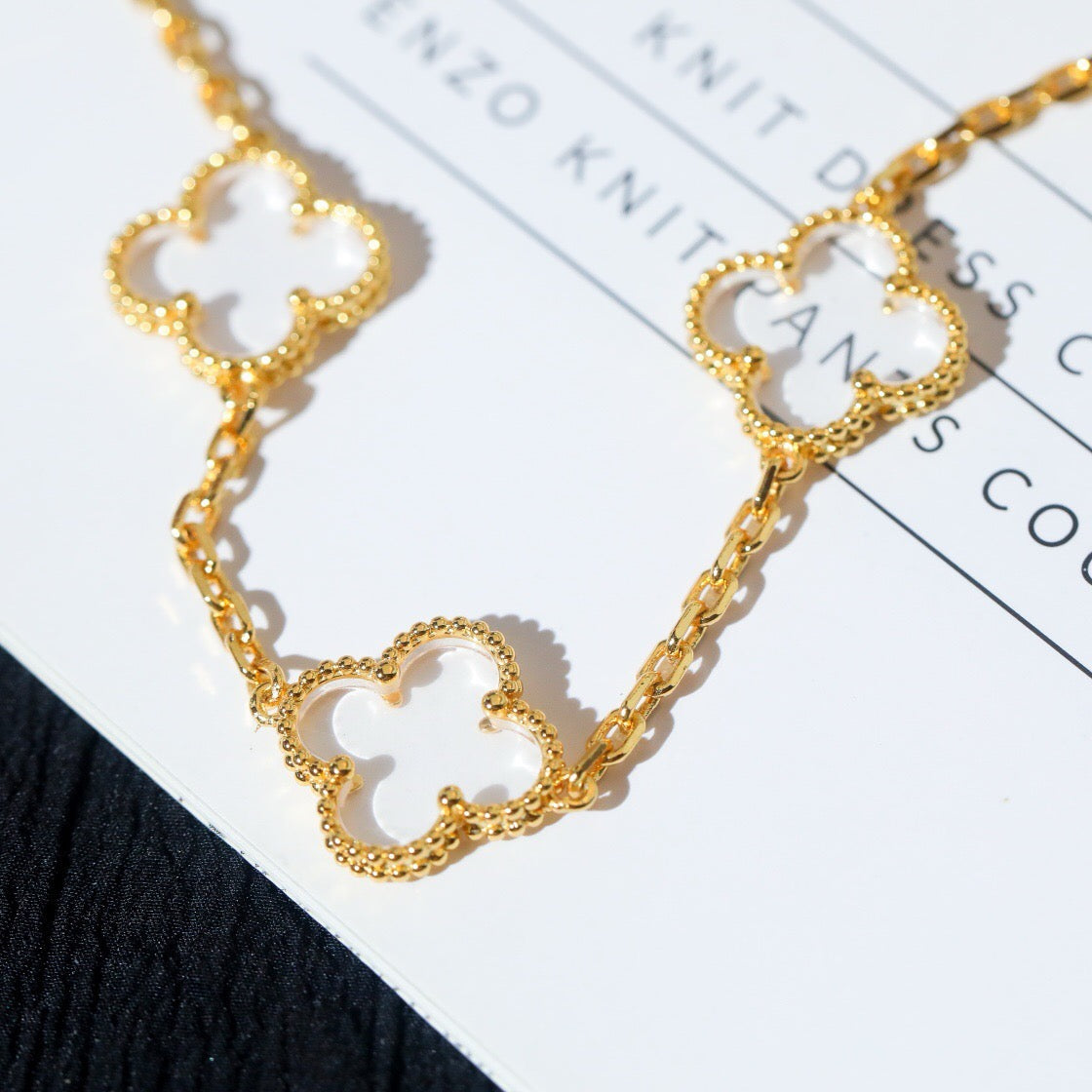 [CiCi]CLOVER 5 MOTIF ROCK CRYSTAL BRACELET