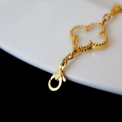 [CiCi]CLOVER 5 MOTIF ROCK CRYSTAL BRACELET