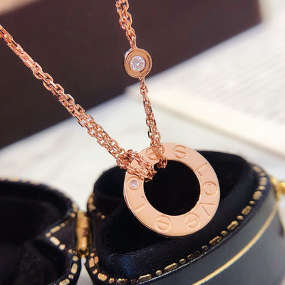 [CiCi]LOVE NECKLACE 16MM 2 DIAMONDS