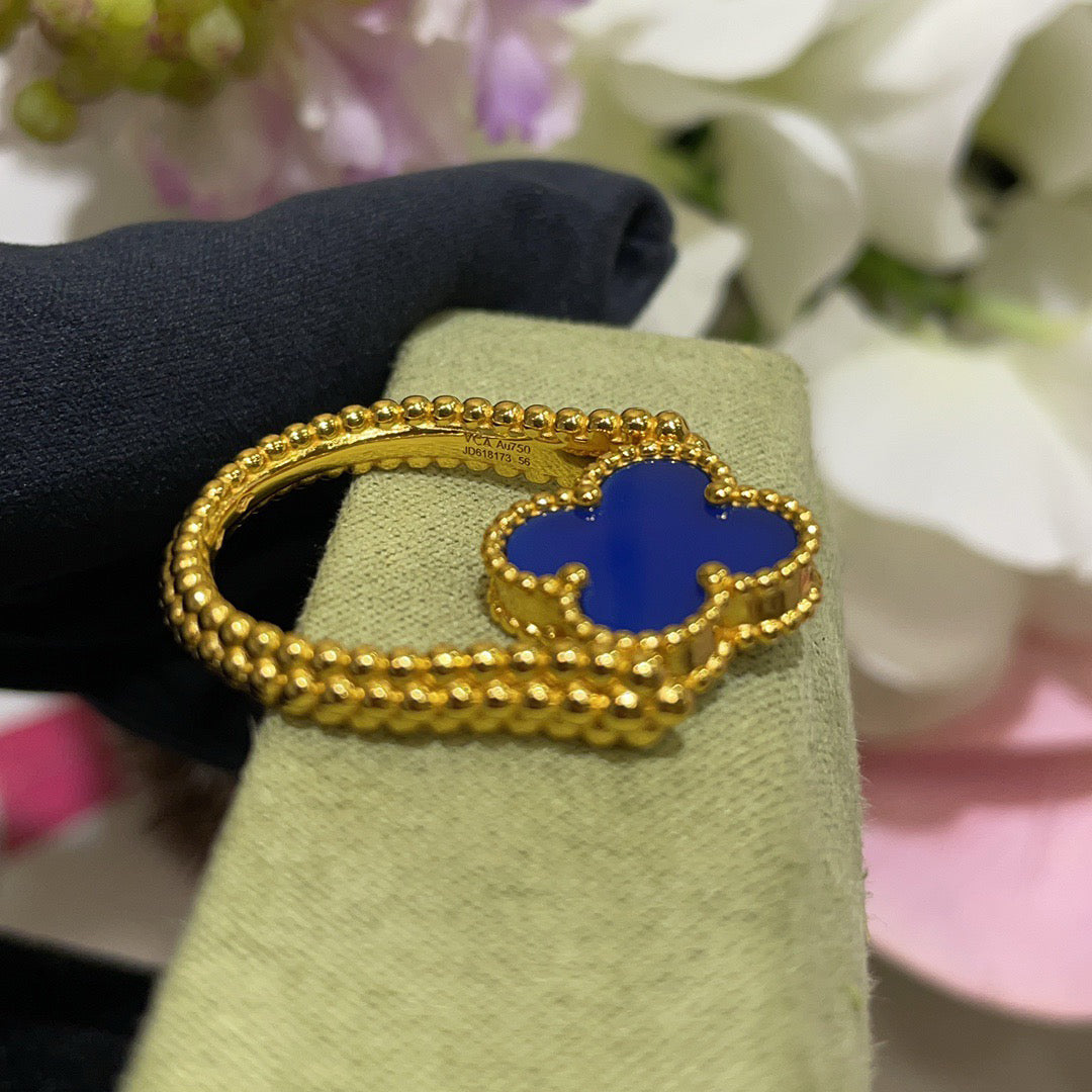 [CiCi]CLOVER RIVERSIBLE BLUE AGATE RING