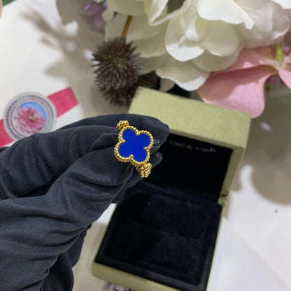 [CiCi]CLOVER RIVERSIBLE BLUE AGATE RING