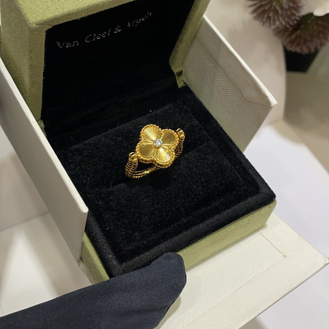 [CiCi]CLOVER RIVERSIBLE BLUE AGATE RING