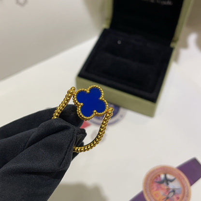 [CiCi]CLOVER RIVERSIBLE BLUE AGATE RING