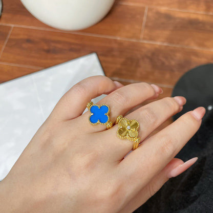 [CiCi]CLOVER RIVERSIBLE BLUE AGATE RING
