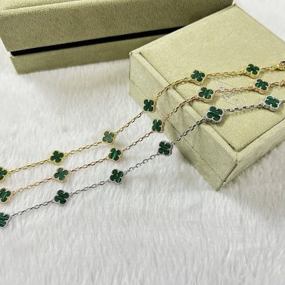[CiCi]CLOVER 6 MOTIF MALACHITE BRACELET