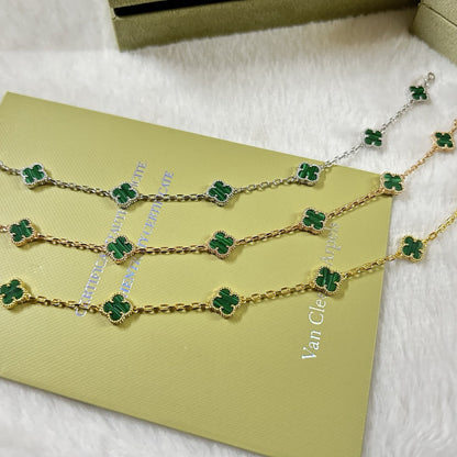 [CiCi]CLOVER 6 MOTIF MALACHITE BRACELET