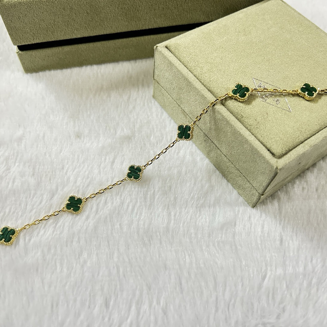 [CiCi]CLOVER 6 MOTIF MALACHITE BRACELET