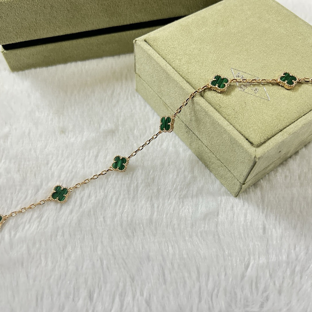 [CiCi]CLOVER 6 MOTIF MALACHITE BRACELET