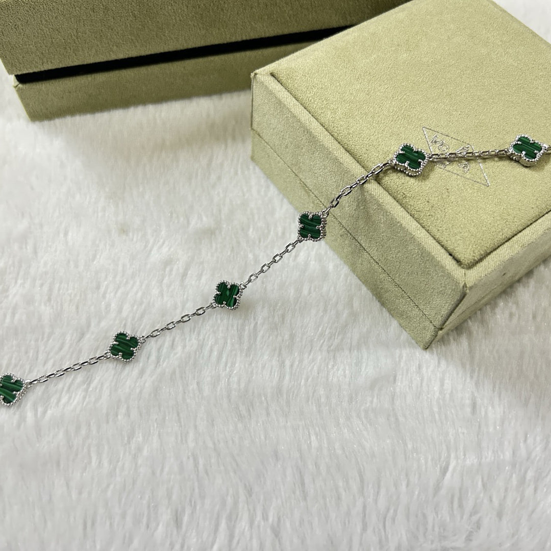 [CiCi]CLOVER 6 MOTIF MALACHITE BRACELET