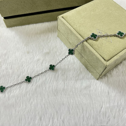 [CiCi]CLOVER 6 MOTIF MALACHITE BRACELET