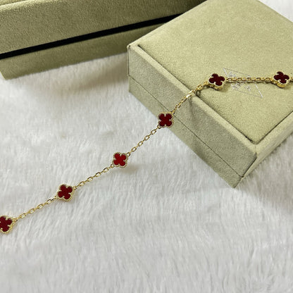 [CiCi]CLOVER 6 MOTIF RED AGATE BRACELET